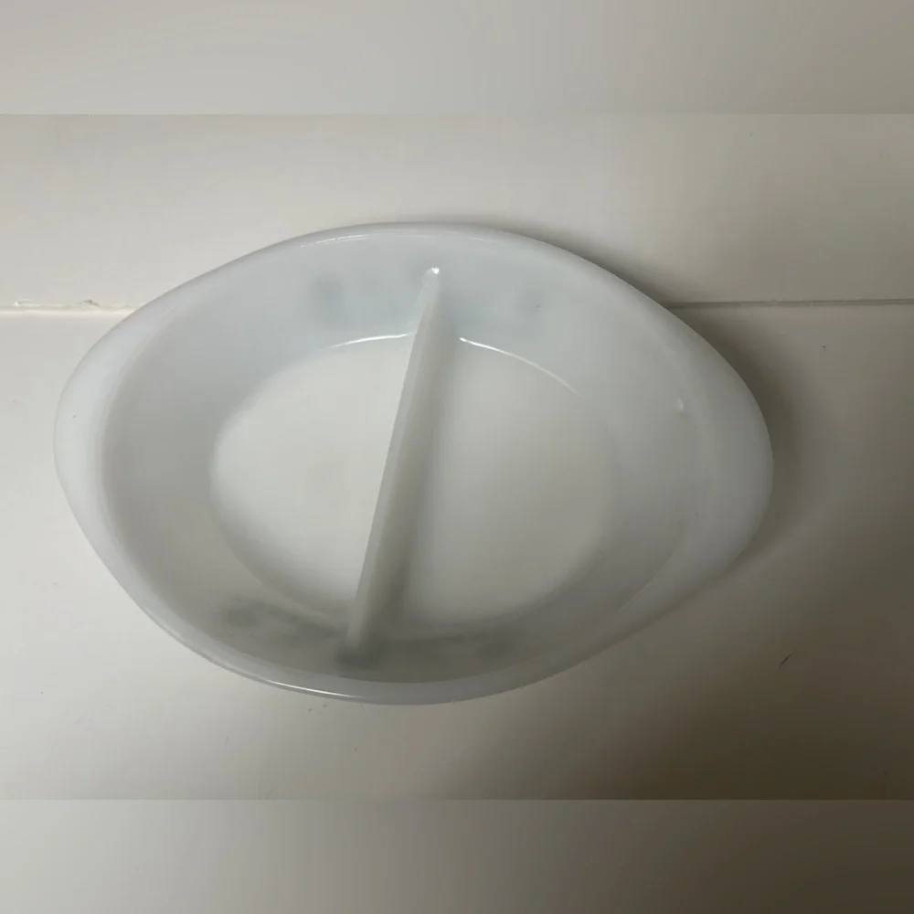 Vintage Glasbake Daisy J2352 Oval Bowl, Milk Glass